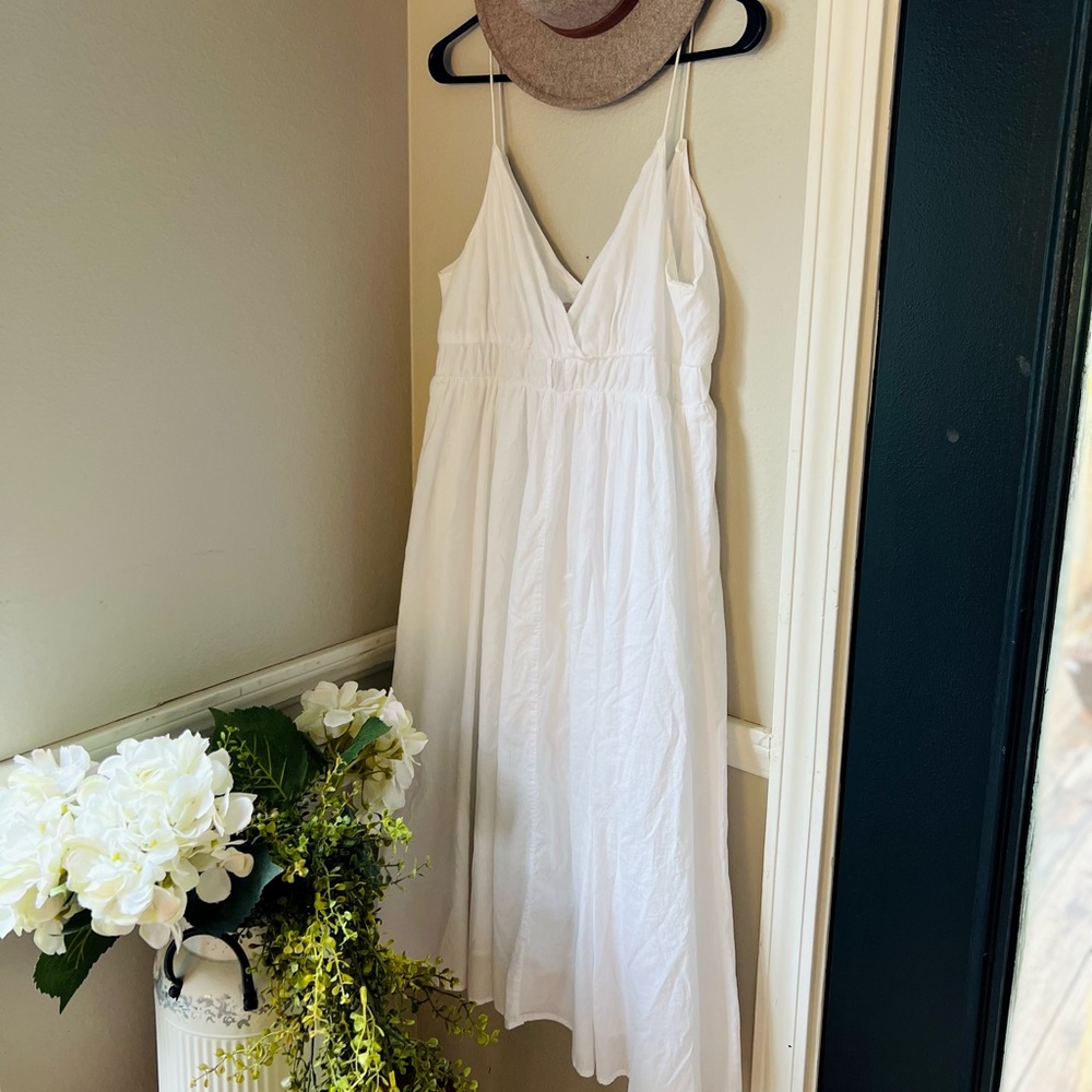 Metro 7 Dress - White Flowy Dress, spaghetti strap, Summer Dress, size 12